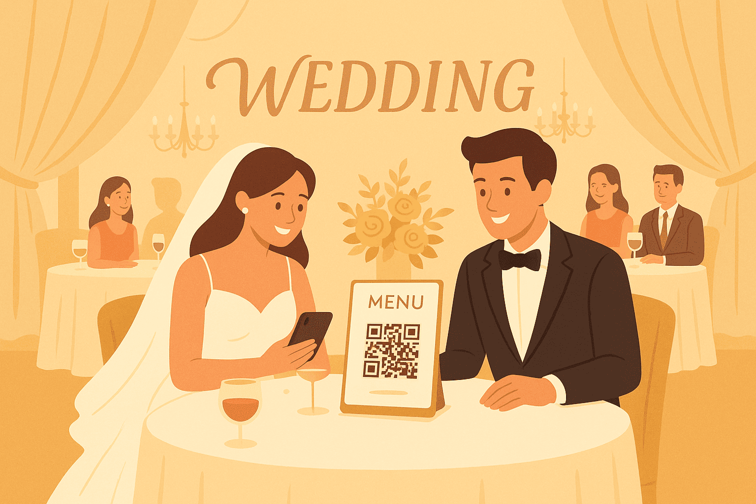 結婚式会場向け｜ロマンチックなQRコードメニューで収益向上とスムーズな運営を実現